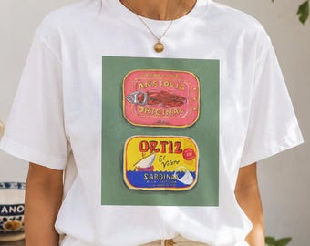 Sardines Retro Graphic T-Shirt: Italian Summer Beach Tee, La Dolce Vita Vacation Shirt