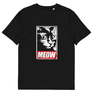 Meow Obey inspired Cat T-Shirt Unisex, Trendy Cat Graphic Shirt, Funny Kitten Lover Gift
