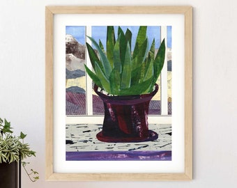 Snake Plant Collage Art Print | Sansevieria Indoor Plant Botanical Print | Plant Lover Gift