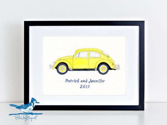 Vintage Retro VW Beetle Slug Bug Birthday Banner Personalized Party Decoration