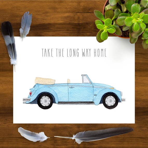 Vw Beetle Convertible Light Blue Take The Long Way Home Etsy Vw Beetle Convertible Light Blue Take The Long Way Home Etsy