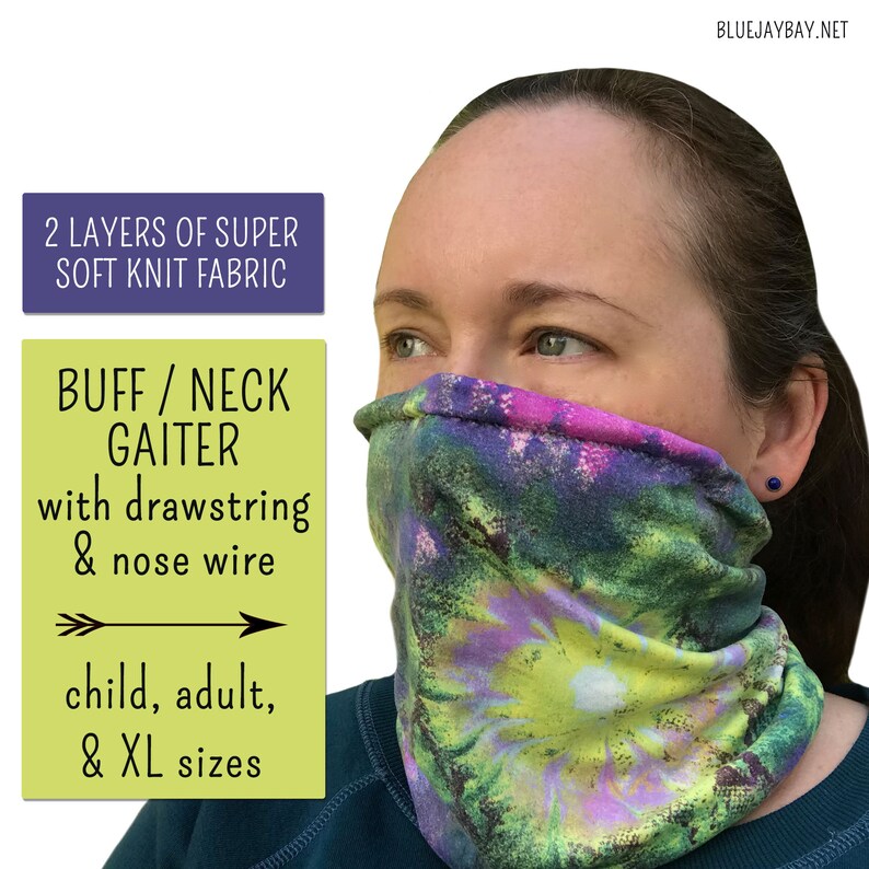 Tie Dye Neck Gaiter with Nose Wire & Drawstring Adjustable Etsy