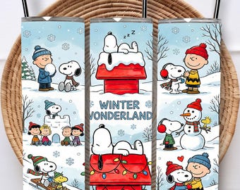 20 oz Winter Cartoon Tumbler Wrap PNG, Winter wonderland, Skinny Tumbler Sublimation, Digital Download