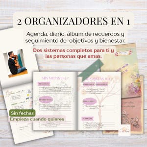 2X1 Organizador A5 Digital Sin Fechas | Agenda/Diario/Álbum de Recuerdos/Tracker Bienestar| 2 Estilos Block Notes/Doble Página| PDF +Portada