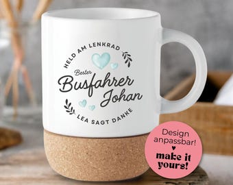 Personalisierte Tasse für Busfahrer, Busfahrerin | Geschenk zum Danke sagen | Bester Busfahrer | Busfahrer Geschenk personalisiert | Schule
