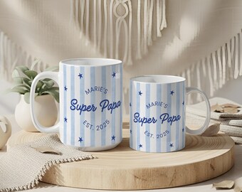 Super Dad Since 2025 Mug | Personalized Dad Mug with Name & Custom Year | Gift for New Dad, Father's Day, Birthday | Star Ceramic Mug