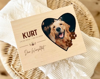 Personalized Dog Memorial Box with Name, Years & Portrait | Wooden Pet Memory Box | Pet Loss Keepsake | Dog Memorial Gift | 2 Sizes