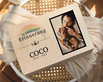 Personalized Dog Memory Box | Pet Keepsake with Photo, Name & Date | Dog Memorial Box | Pet Remembrance Gift