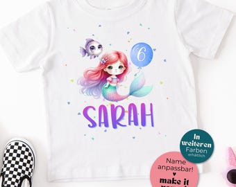 Mermaid Birthday Shirt Personalized with Name & Age | Birthday Girl Outfit | Kids Mermaid Party Shirt