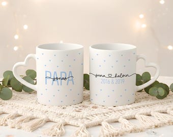 Personalized Dad Mug with Heart Handle | Custom Gift for Dad with Names & Kids’ Names | Papa Coffee Mug | Ceramic | Father’s Day | Birthday