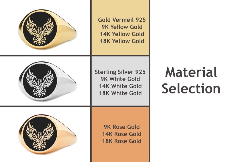 14K Gold Tribal Eagle Signet Ring, Hawk Ring, Engraved Predator Bird ...