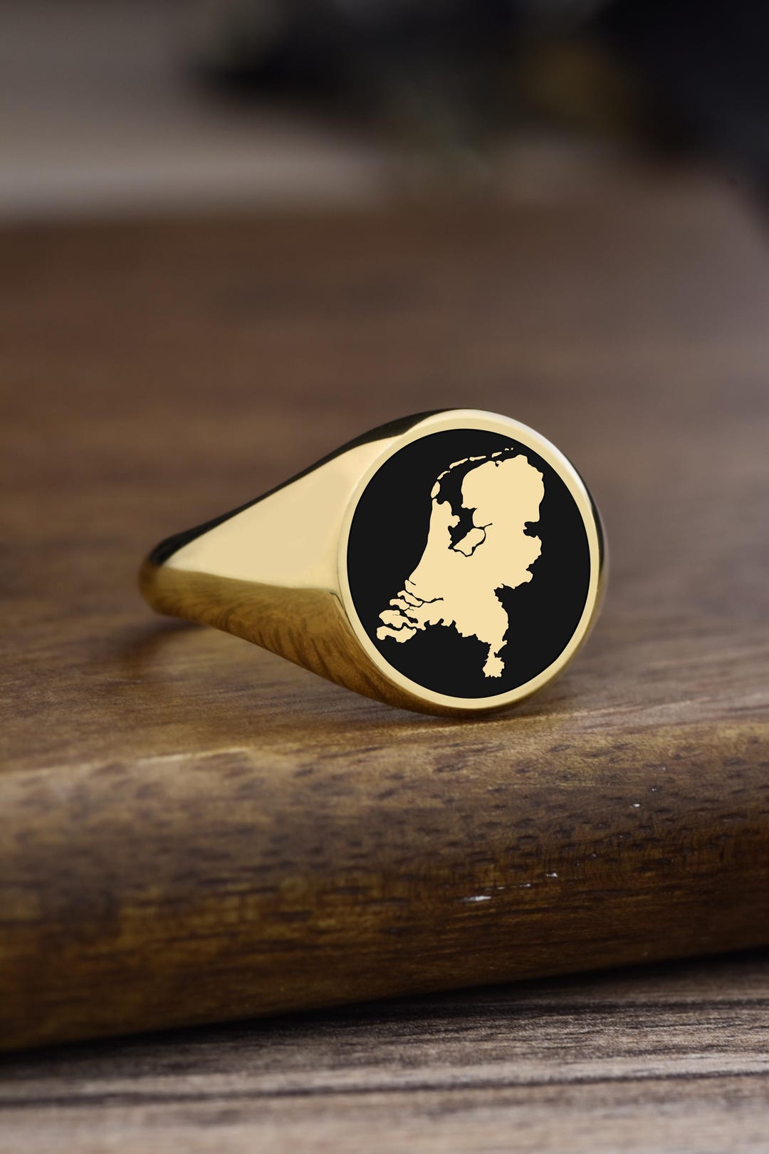 Dutch Shape Ring 14K Gold Netherlands Signet Ring, Custom Holland Charm, Engraved ...