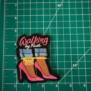 Bound but Still Walking by Faith Embroidered Iron-On Patch Collection Pink