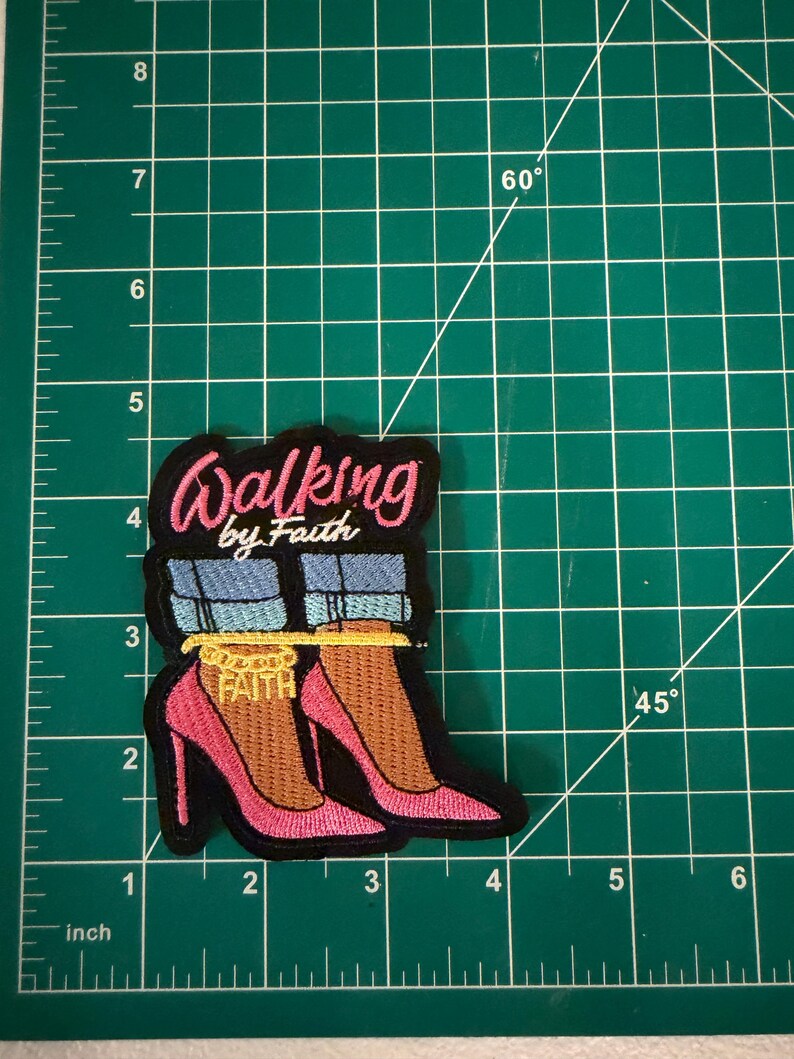 Bound but Still Walking by Faith Embroidered Iron-On Patch Collection Pink