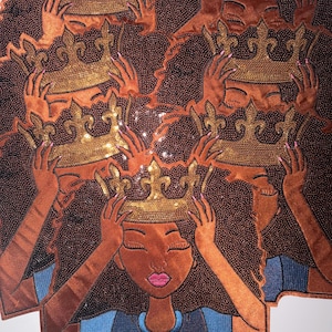 Princess Crown Patch: Beaded Afrocentric Design for DIY Projects