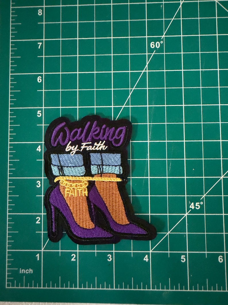 Bound but Still Walking by Faith Embroidered Iron-On Patch Collection Purple