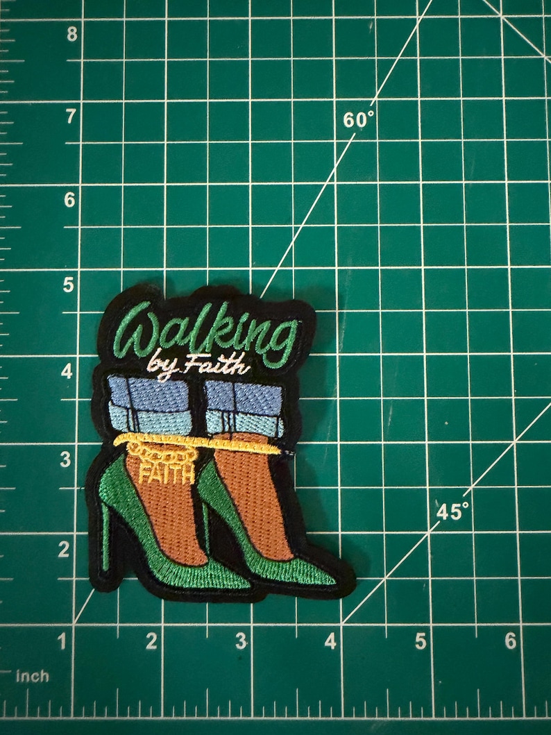 Bound but Still Walking by Faith Embroidered Iron-On Patch Collection Green