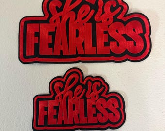 She is Fearless Embroidered Patches Red Metallic  (Large & Medium)