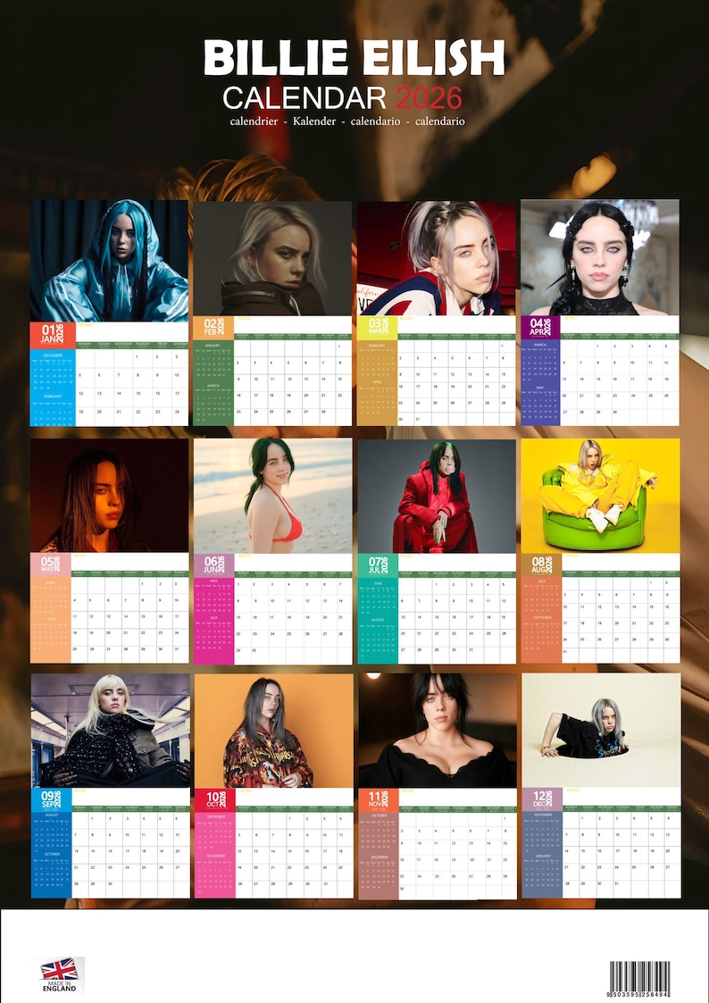 Billie Eilish 2026 A3 Wall Calendars Etsy Il Fstp 
