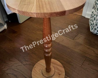 Small Round Wooden Pedestal Side Table | narrow nightstand | bedside table | round wooden table | nightstands | small side table