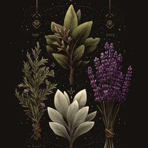 Celestial Herbal Print – Botanical Kitchen Witch Wall Art Poster | Astrology Wall Art | Cottagecore | Botanical Poster imagen 7