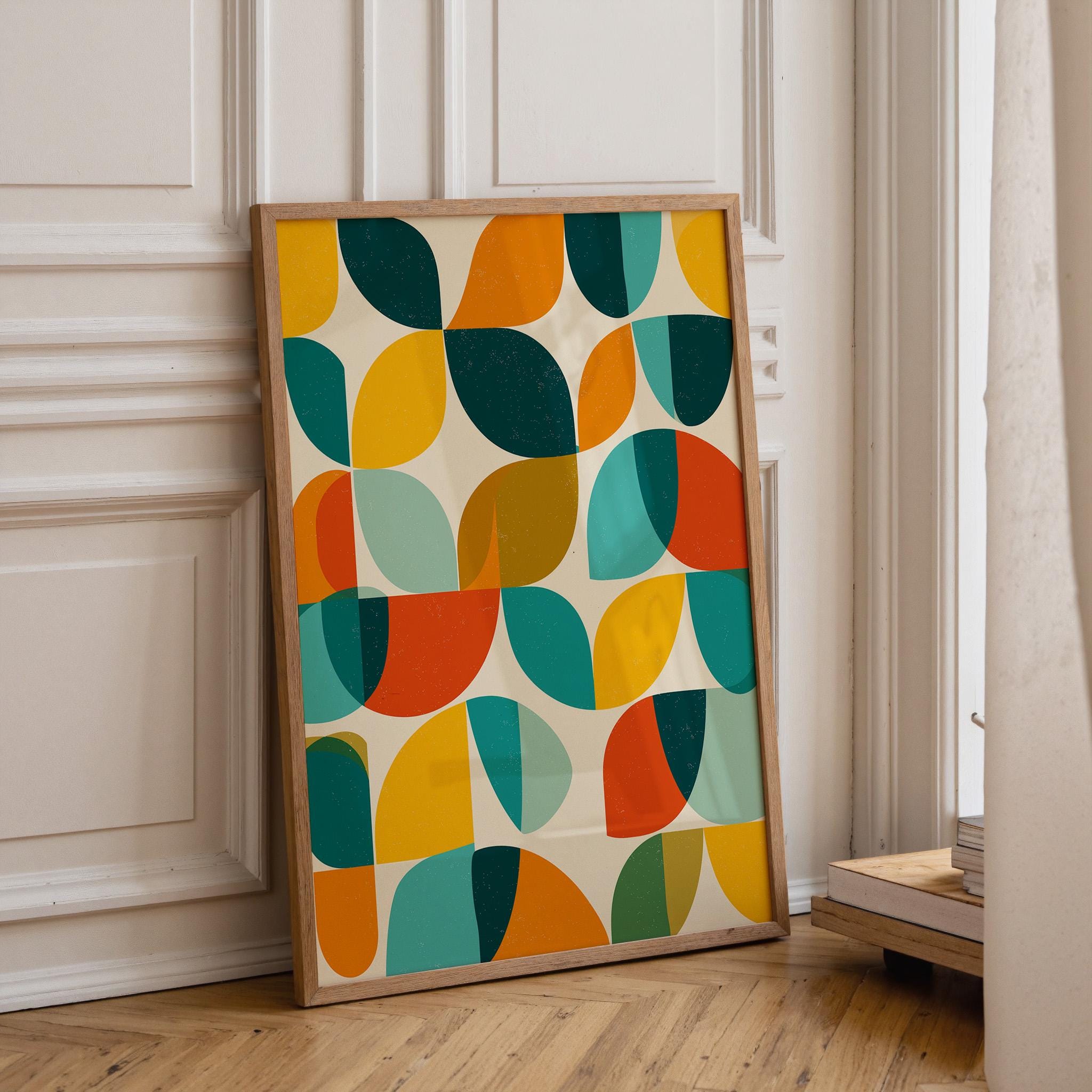 Mid-century Modern Geometric Wall Art • Retro Abstract Shapes Print ...