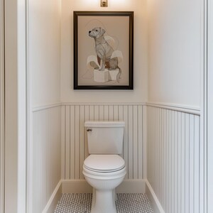 Funny Dog Toilet Paper Art Print • Modern Line Art Dog Illustration • Bathroom Wall Décor • Quirky Pet Lover Gift • Minimalist Dog Poster image 2
