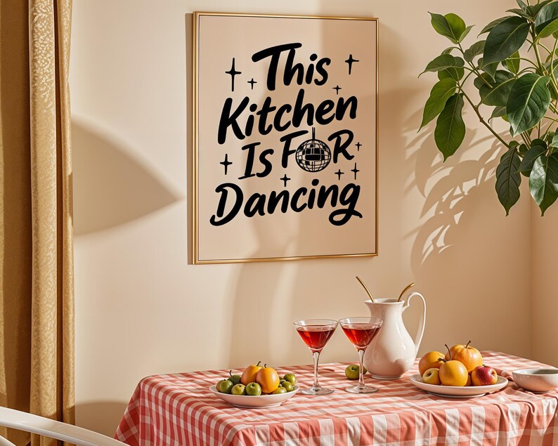 This Kitchen is for Dancing Poster | Kitchen Quote Poster | Wall Art | Funny Quote | Funny wall art | Kitchen wall art | Black