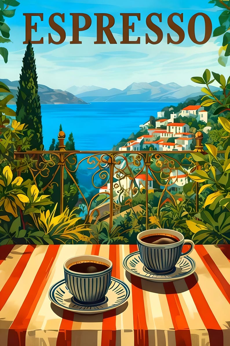 Espresso Kitchen Print | Espresso Wall Art | Vintage | Travel wall art | Italian coffee | Coffee poster | Kitchen poster| Kitchen wall art