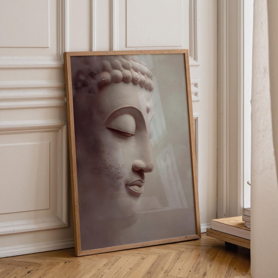 Buddha Wall Art Print, Minimalist Zen Face Illustration, Calm ...