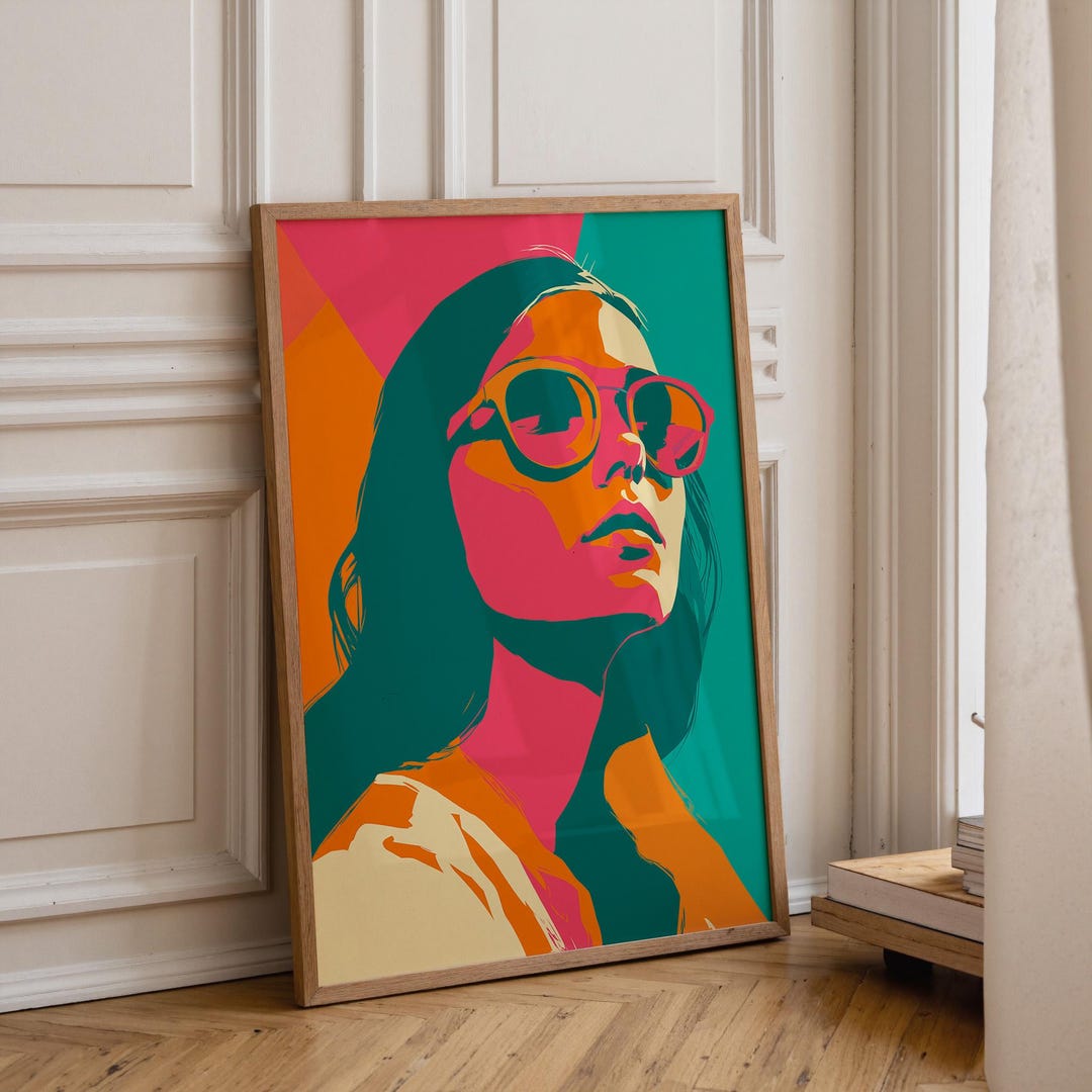 Colorful Pop Art Portrait Print, Modern Woman Wall Art, Retro Poster ...