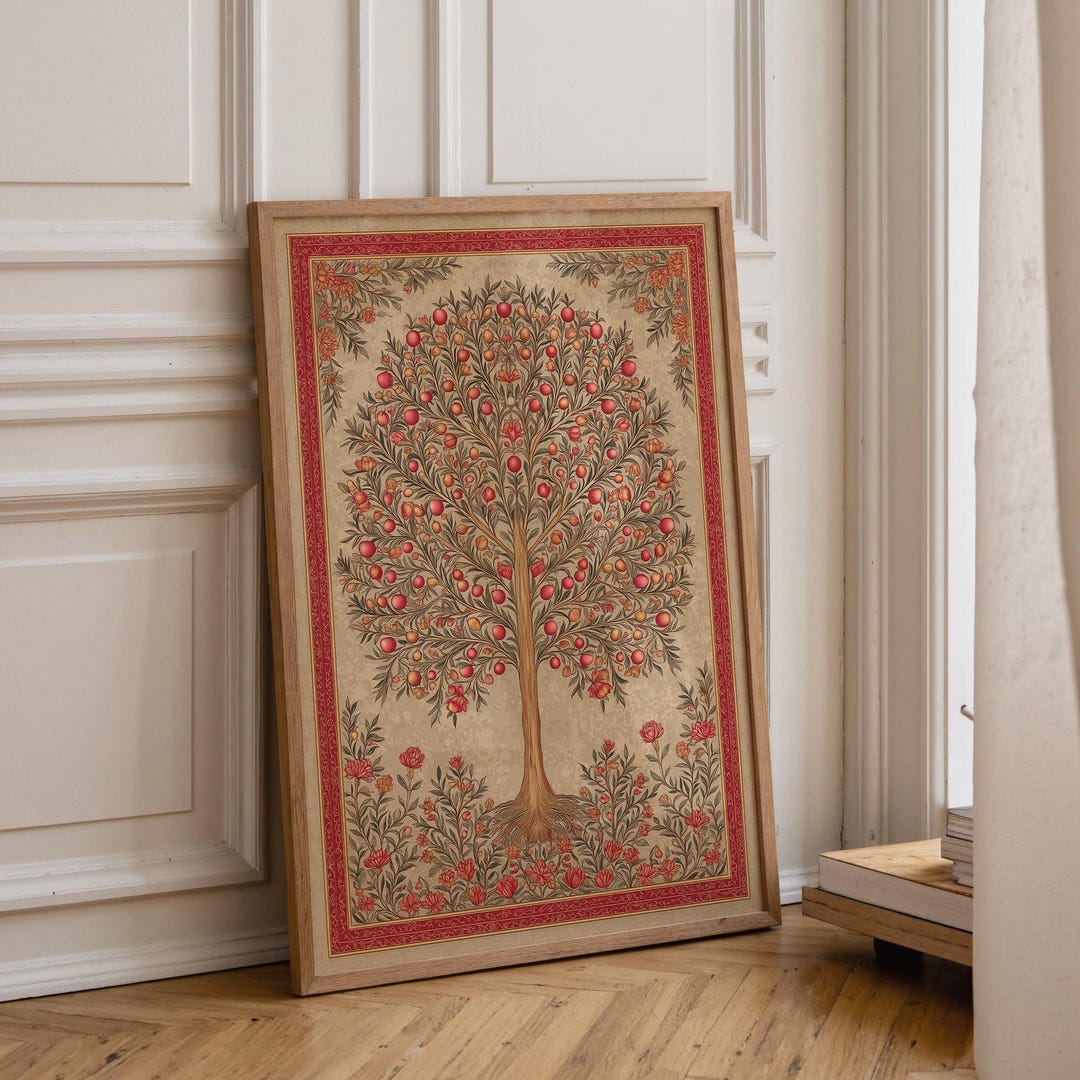 William Morris Style Tree of Life Wall Art, Vintage Botanical Tree ...