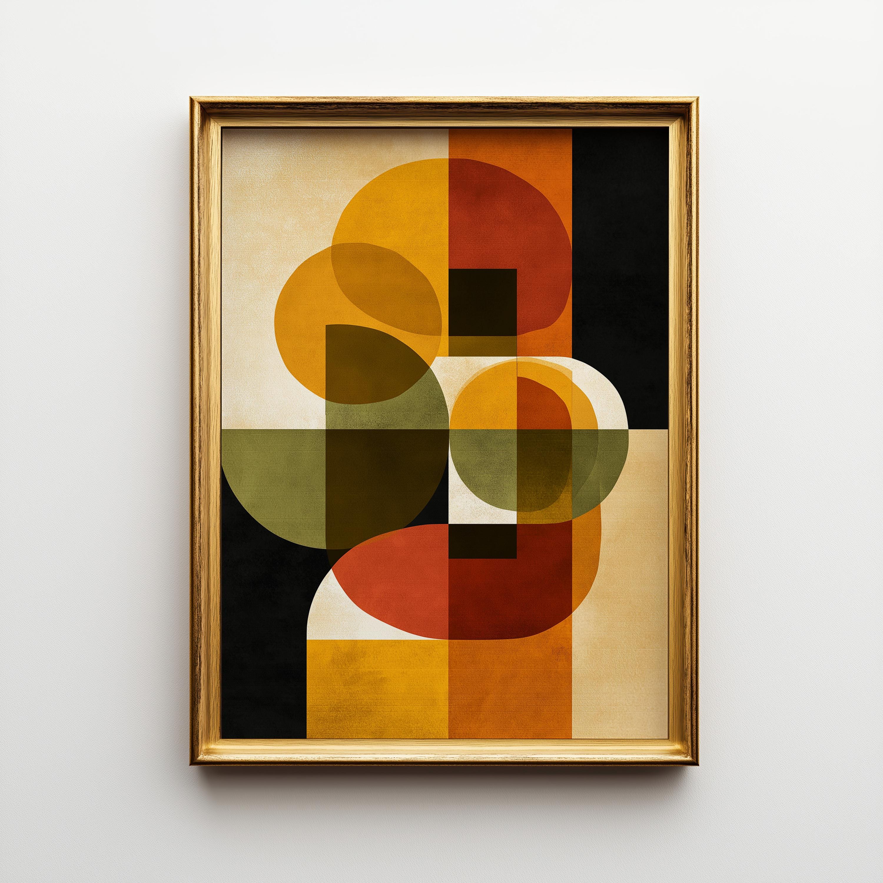 Mid-century Modern Geometric Wall Art • Retro Abstract Shapes Print ...