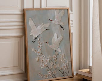 ヴィンテージ額入り中国貝殻アート 鳥 花 風景 - Etsy 日本