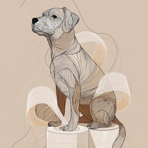 Funny Dog Toilet Paper Art Print • Modern Line Art Dog Illustration • Bathroom Wall Décor • Quirky Pet Lover Gift • Minimalist Dog Poster image 6