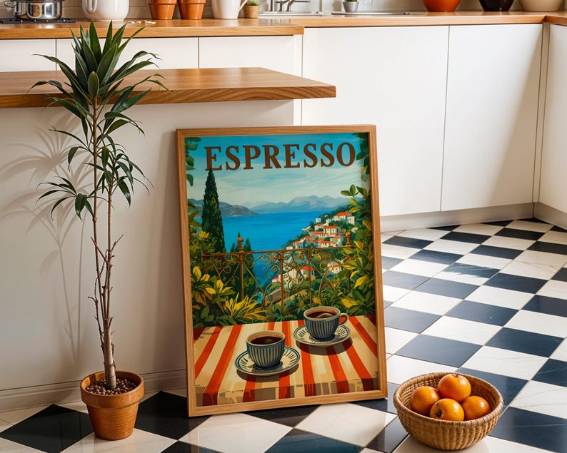 Espresso Kitchen Print | Espresso Wall Art | Vintage | Travel wall art | Italian coffee | Coffee poster | Kitchen poster| Kitchen wall art