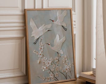 ヴィンテージ額入り中国貝殻アート 鳥 花 風景 - Etsy 日本