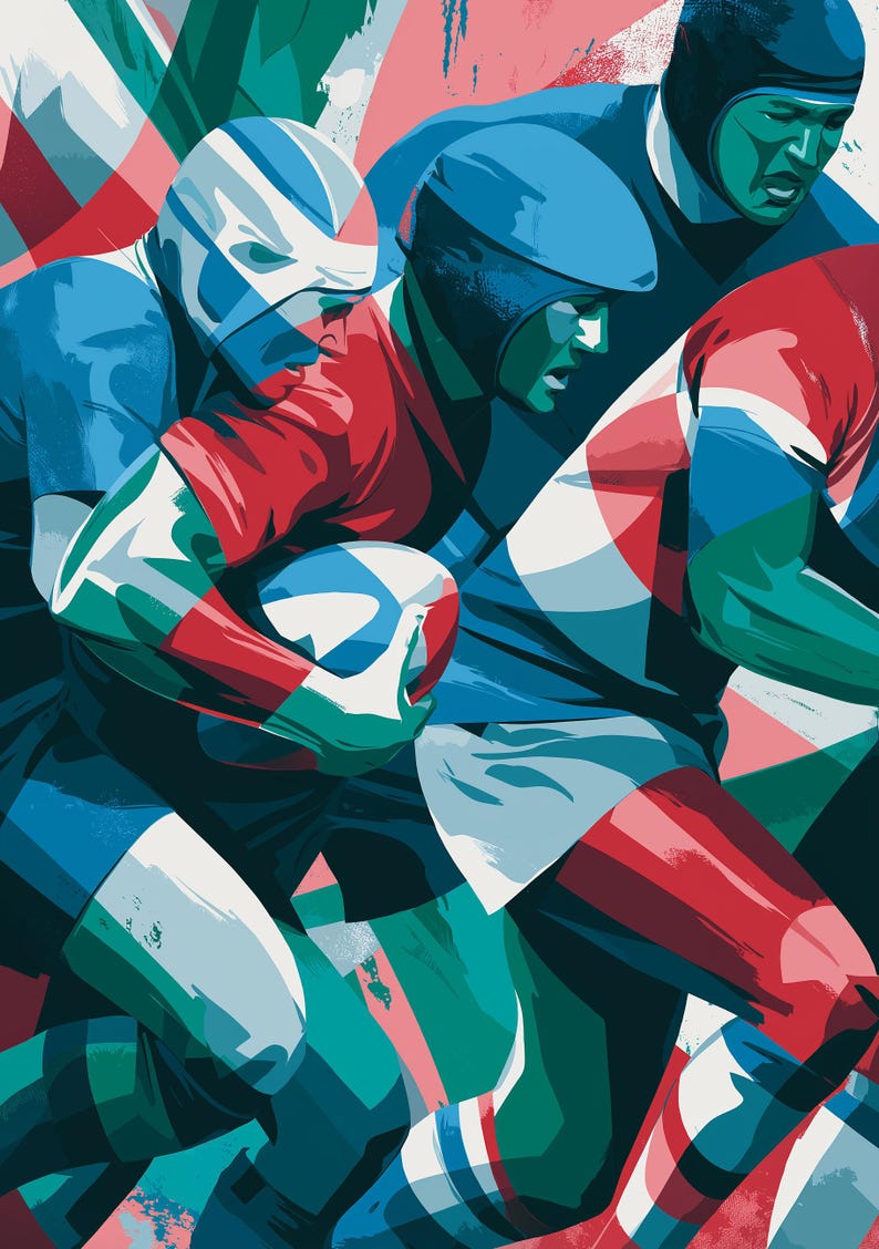Rugby Wall Art Print | Modern Sports Illustration Poster | Rugby Union ...