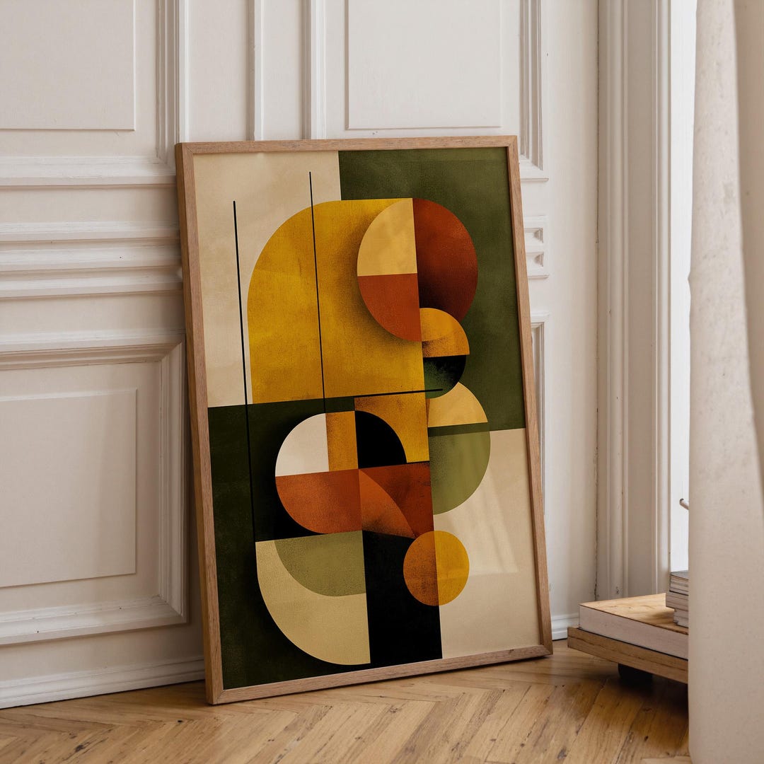 Mid-century Modern Geometric Wall Art • Retro Abstract Shapes Print ...