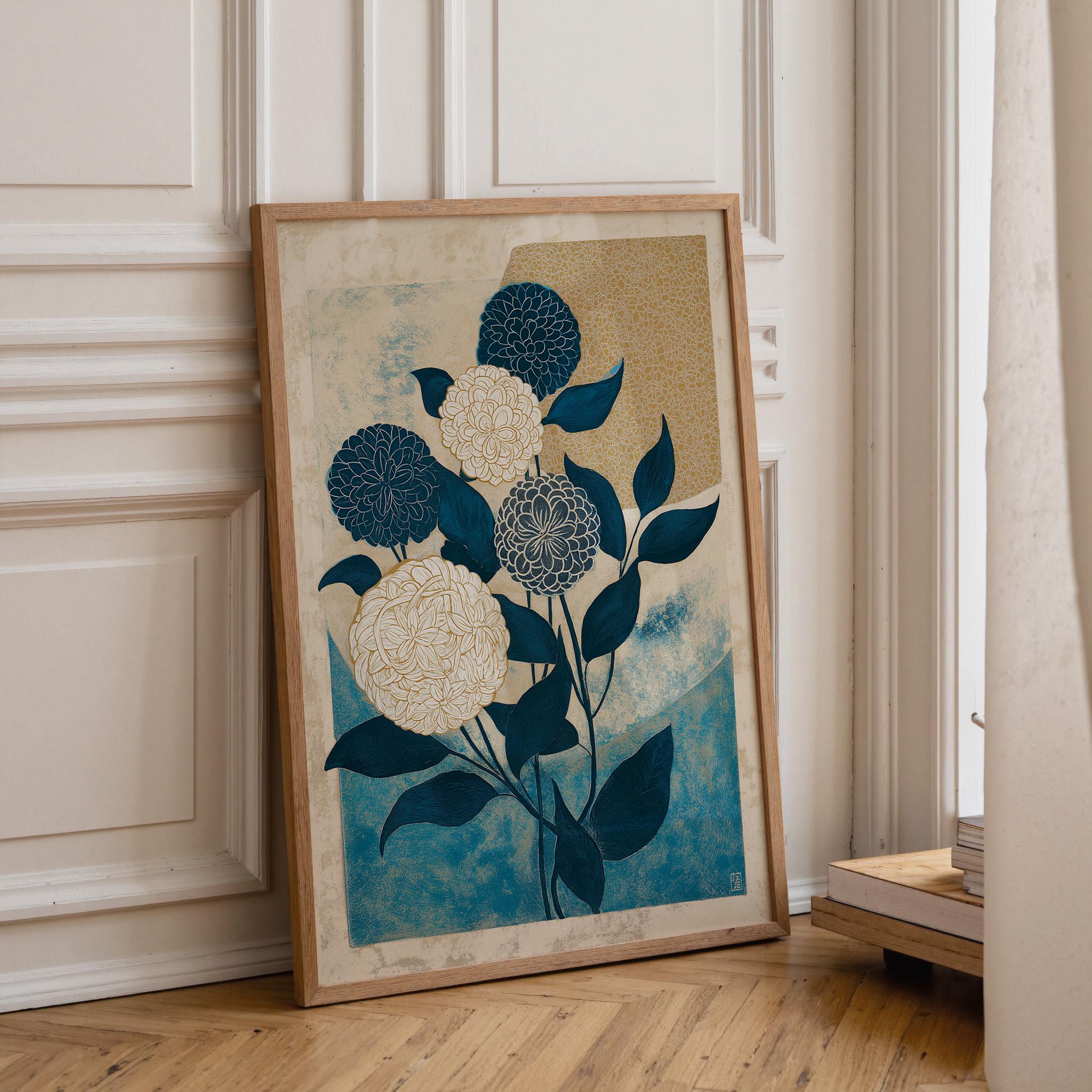 Japanese Botanical Print, Vintage Floral Art, Japandi Decor