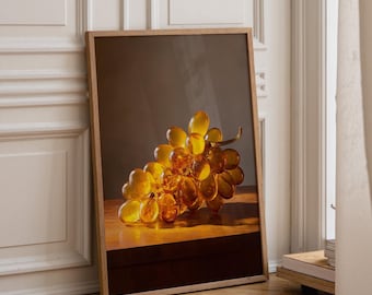 Amber Lucite Grapes | Mid Century Modern Grape Cluster | Vintage Style Glass Grapes Décor | Retro Home