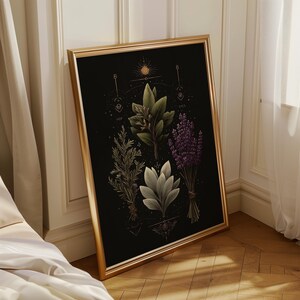 Celestial Herbal Print – Botanical Kitchen Witch Wall Art Poster | Astrology Wall Art | Cottagecore | Botanical Poster imagen 5