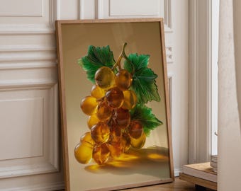 Amber Lucite Grapes | Mid Century Modern Grape Cluster | Vintage Style Glass Grapes Décor | Retro Home