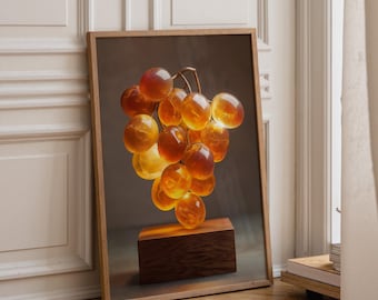 Amber Lucite Grapes | Mid Century Modern Grape Cluster | Vintage Style Glass Grapes Décor | Retro Home