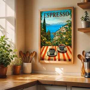 Espresso Kitchen Print | Espresso Wall Art | Vintage | Travel wall art | Italian coffee | Coffee poster | Kitchen poster| Kitchen wall art