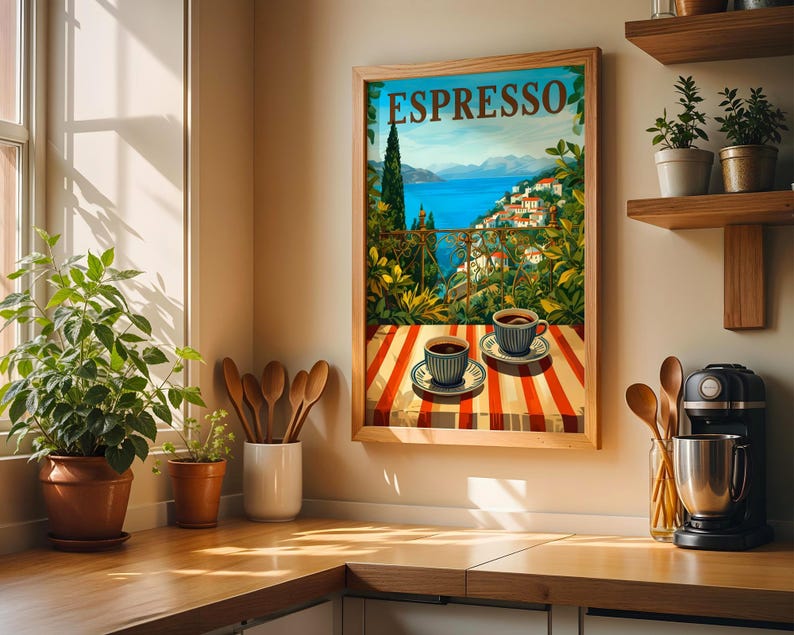 Espresso Kitchen Print | Espresso Wall Art | Vintage | Travel wall art | Italian coffee | Coffee poster | Kitchen poster| Kitchen wall art