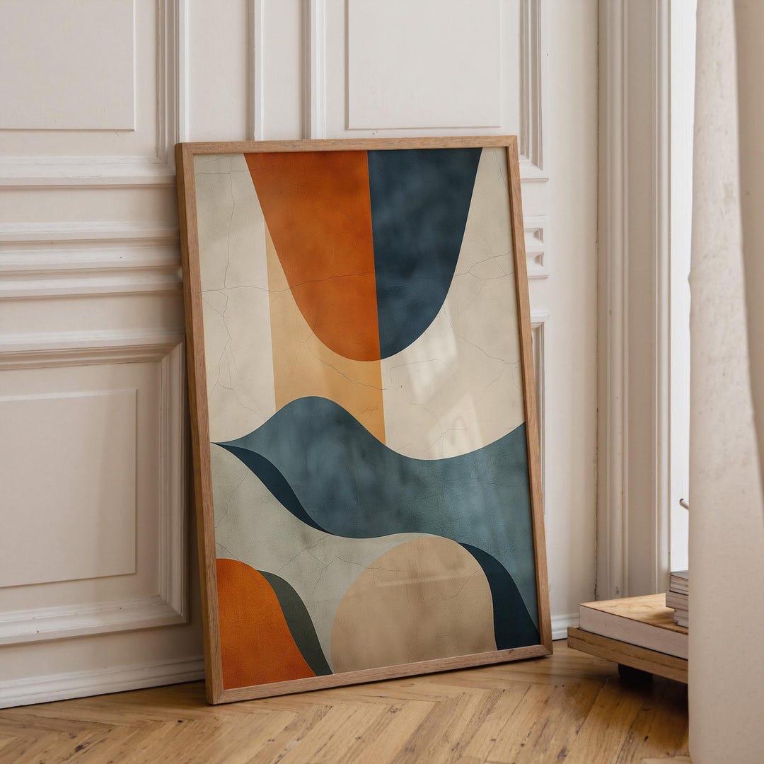 Mid-century Modern Geometric Wall Art • Retro Abstract Shapes Print ...