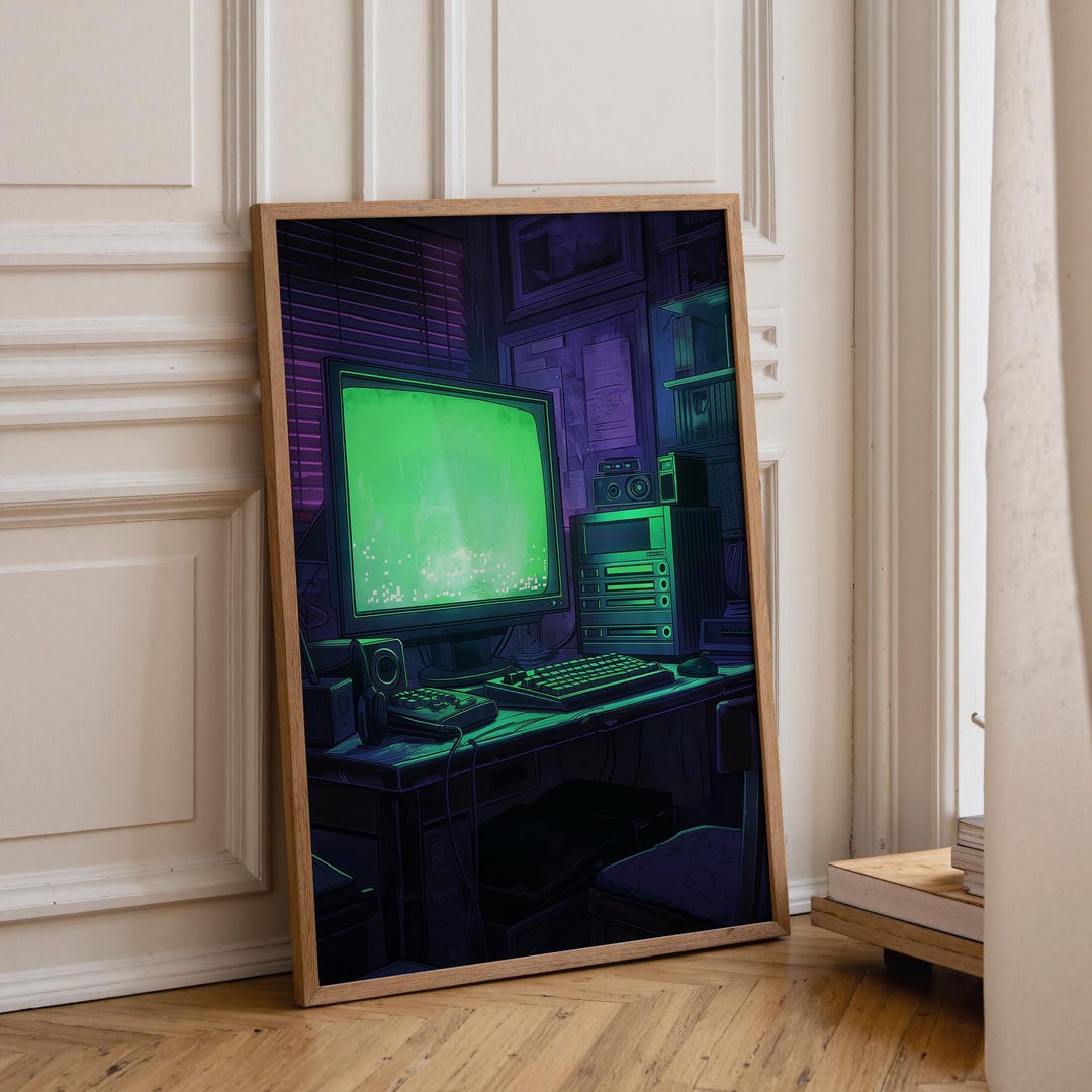 1990s Retro Computer Wall Art Print, Vintage CRT Monitor Poster, Y2K ...