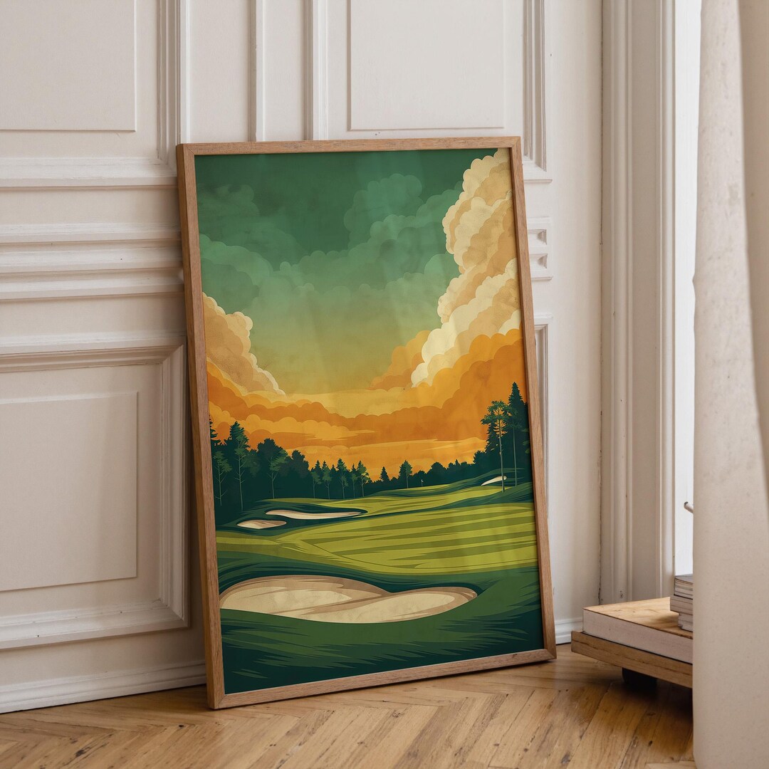 Abstract Golf Course Wall Art, Modern Sunset Golf Print, Minimalist ...
