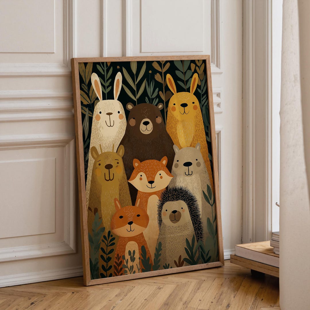 Woodland Animals Nursery Print, Scandinavian Forest Wall Art, Bear Fox ...